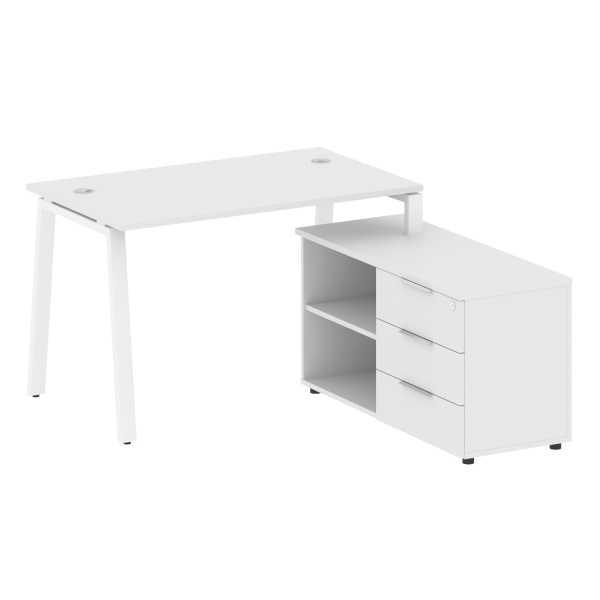 Рабочая станция с тумбой на А-образном м/к Metal System Style БА.РС-СТС-2.2 (R) 1300x1520x750