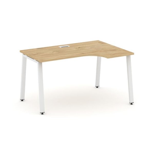 Стол рабочий эргономичный SN-6A.SPA-002(R) (1580х600/980х750) (Тиквуд Светлый/Металл Белый)