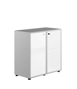Шкаф низкий, стекло белое, рама хром Z2 IDEV86B I C 860x450x860