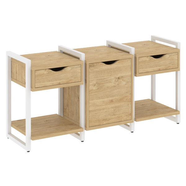 Тумба на регулируемых опорах наборная VR.L-TN-6.O 1440x460x719 (Тиквуд Светлый/Белый металл)